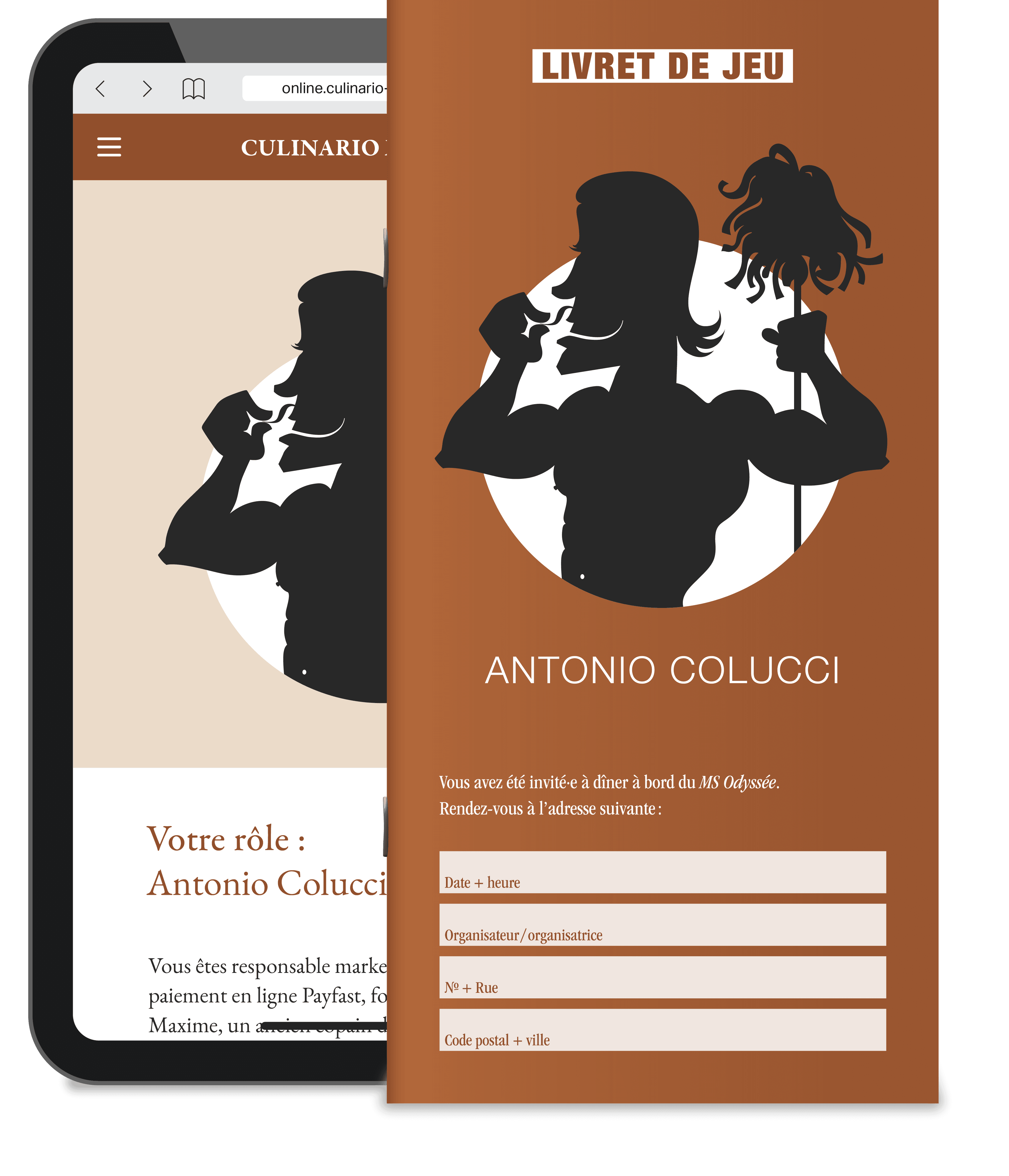 Qu'il s'agisse d'un dîner mystère en ligne ou d'une version imprimée, Culinario Mortale est toujours un bon choix. Un livret de jeu imprimé et la version en ligne accessible